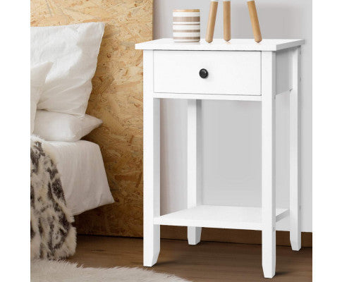 Raelian 1 Drawer Bedside Table - White