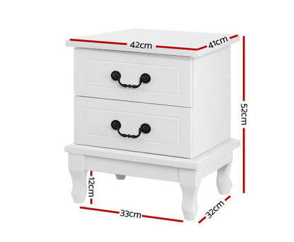 ALEXIS 2 DRAWER BEDSIDE TABLE - WHITE