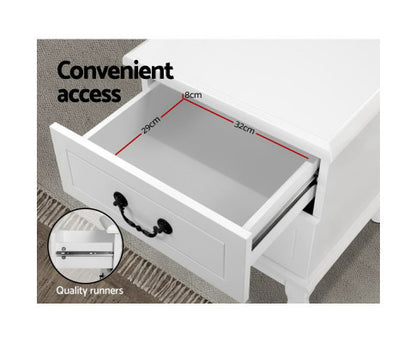 ALEXIS 2 DRAWER BEDSIDE TABLE - WHITE