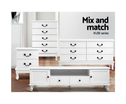 ALEXIS 2 DRAWER BEDSIDE TABLE - WHITE