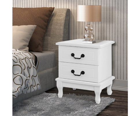 Alexis 2 Drawer Bedside Table - White