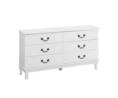 ALEXIS 6 DRAWER DRESSING TABLE / LOWBOY - 650(H) x 1200(W) x 365(D) - WHITE