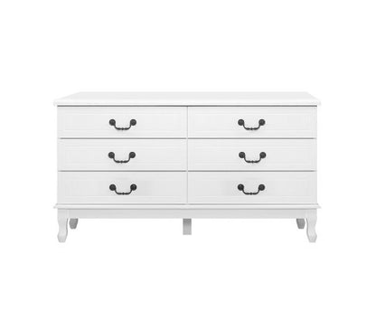 ALEXIS 6 DRAWER DRESSING TABLE / LOWBOY - 650(H) x 1200(W) x 365(D) - WHITE