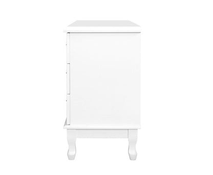 ALEXIS 6 DRAWER DRESSING TABLE / LOWBOY - 650(H) x 1200(W) x 365(D) - WHITE