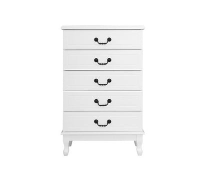 ALEXIS 5 DRAWER TALLBOY - WHITE