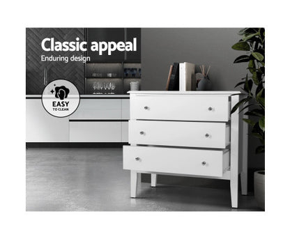 ARABELLA 3 DRAWER LOWBOY - WHITE