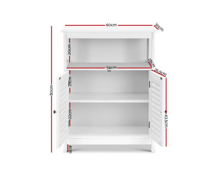 RAELIAN 1 OPEN SHELF / 2 DOOR BUFFET SIDEBOARD CABINET - WHITE