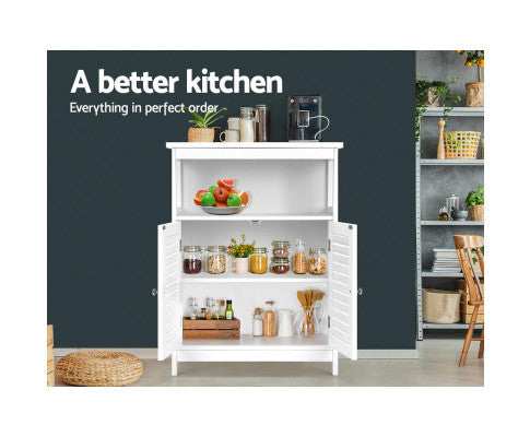 RAELIAN 1 OPEN SHELF / 2 DOOR BUFFET SIDEBOARD CABINET - WHITE