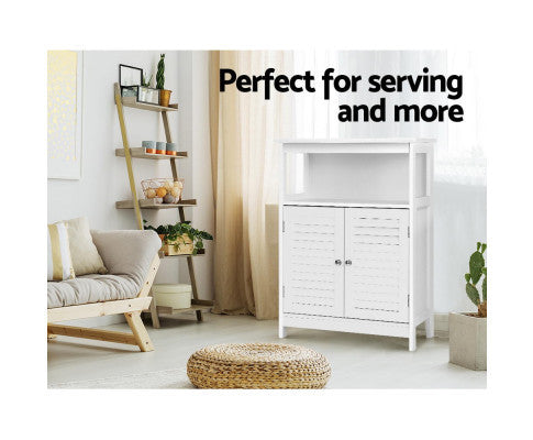 RAELIAN 1 OPEN SHELF / 2 DOOR BUFFET SIDEBOARD CABINET - WHITE