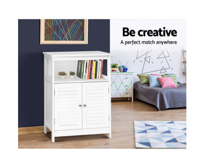 RAELIAN 1 OPEN SHELF / 2 DOOR BUFFET SIDEBOARD CABINET - WHITE