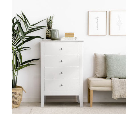 ARABELLA 4 DRAWER TALLBOY - WHITE