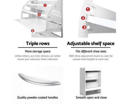 CRESSIDA SHOE CABINET WITH 2 STORAGE COMPARTMENTS - WHITE