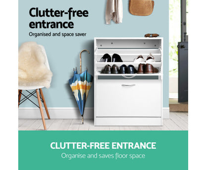 CRESSIDA SHOE CABINET WITH 2 STORAGE COMPARTMENTS - WHITE