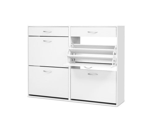 CRESSIDA SHOE CABINET WITH 4 STORAGE COMPARTMENTS - WHITE