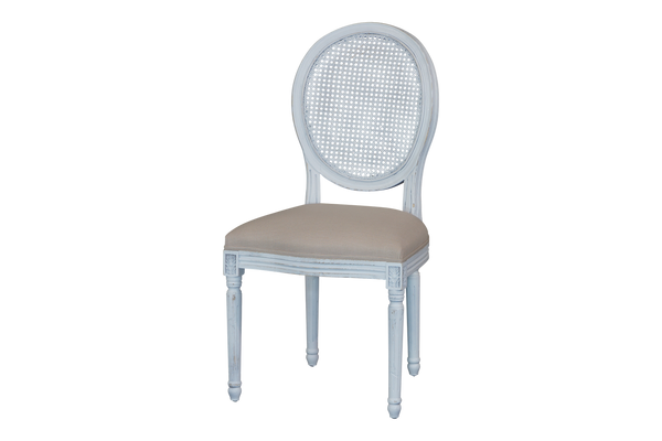 FRENCH  VINTAGE DINING CHAIR WITH CANE BACK - ANTIQUE WHITE