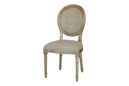 FRENCH  VINTAGE DINING CHAIR WITH CANE BACK -  RUSTIC ELM