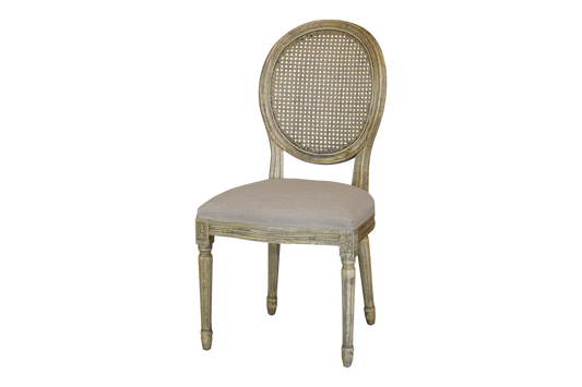 FRENCH  VINTAGE DINING CHAIR WITH CANE BACK -  RUSTIC ELM