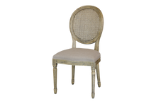 FRENCH  VINTAGE DINING CHAIR WITH CANE BACK -  RUSTIC ELM