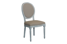 FRENCH  VINTAGE DINING CHAIR WITH UPHOLSTERED BACK - ANTIQUE WHITE