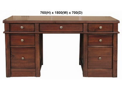 FABULOS (AUSSIE MADE) 7 DRAWER DESK WITH FILING DRAWERS COLLECTION - ASSORTED STAINED COLOURS - STARTING FROM $1599