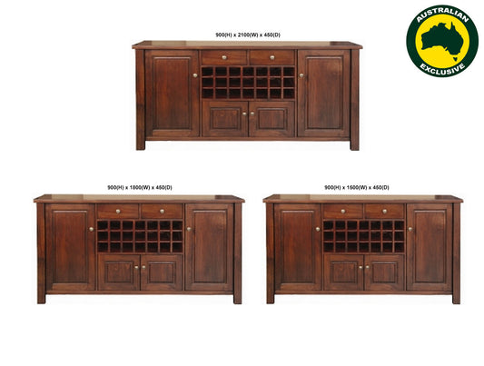 Fabulos (AUSSIE MADE) 4 Door 2 Drawer Buffet Collection - Assorted Stained Colours