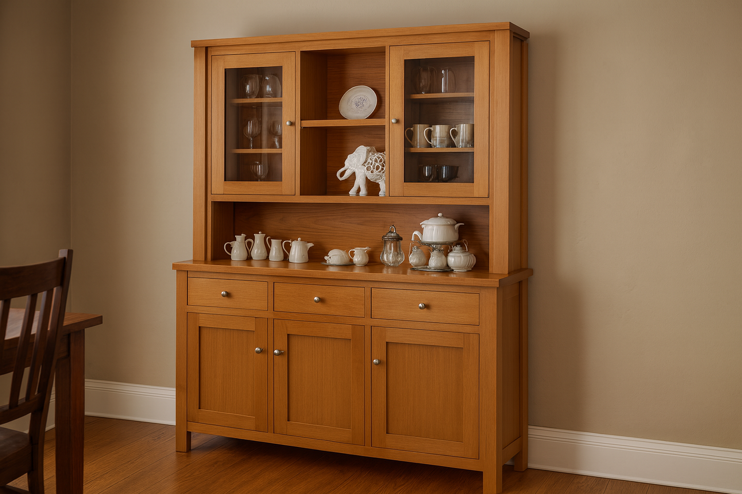 FAIRHOLM  (AUSSIE MADE) BUFFET AND HUTCH COLLECTION - TASSIE OAK COMBINATION - ASSORTED STAINED COLOURS - STARTING FROM $2999