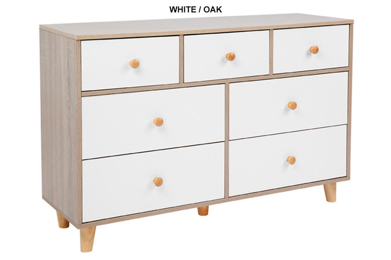 FANTASTICAL / ACACIA 7 DRAWER LOWBOY - 780(H) x 1200(W) - ASSORTED COLOURS
