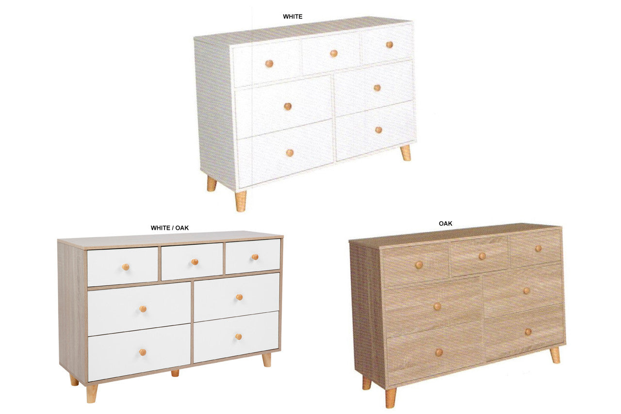 FANTASTICAL / ACACIA 7 DRAWER LOWBOY - 780(H) x 1200(W) - ASSORTED COLOURS