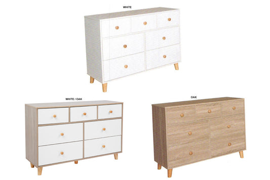 Fantastical / Acacia 7 Drawer Lowboy - 780(H) X 1200(W) - Assorted Colours