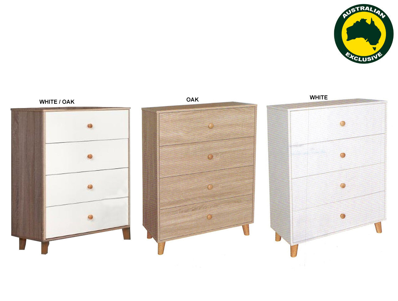 FANTASTICAL / ACACIA 4 DRAWER TALLBOY - ASSORTED COLOURS