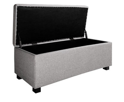 AMARIS FAUX LINEN FABRIC STORAGE OTTOMAN (OTM-L-LINEN-LI2-GY) - 400(H) X 1020(W) - LIGHT GREY