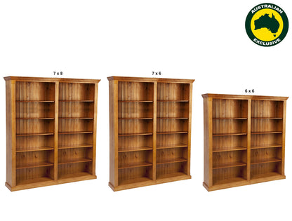 FEDERATION (AUSSIE MADE) BOOKCASE WITH TWIN LINES COLLECTION - ASSORTED STAINED COLOURS - STARTING FROM $1399