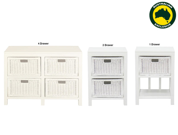FERNARY (SB 004 RT ) RATTAN STORAGE UNIT COLLECTION - WHITE - STARTING FROM $299