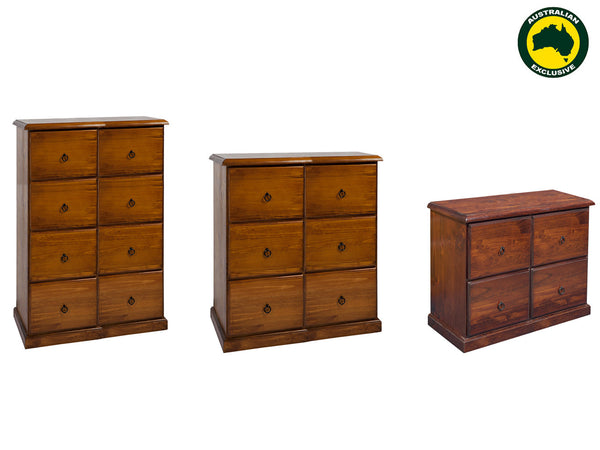 NOOSA (AUSSIE MADE) FILING CABINET COLLECTION - ASSORTED STAINED COLOURS - STARTING FROM $1199