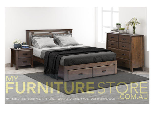 FINLEY DOUBLE OR QUEEN 4 PIECE (TALLBOY) BEDROOM SUITE WITH UNDER BED STORAGE (OR-76-2) - CUPPACINO