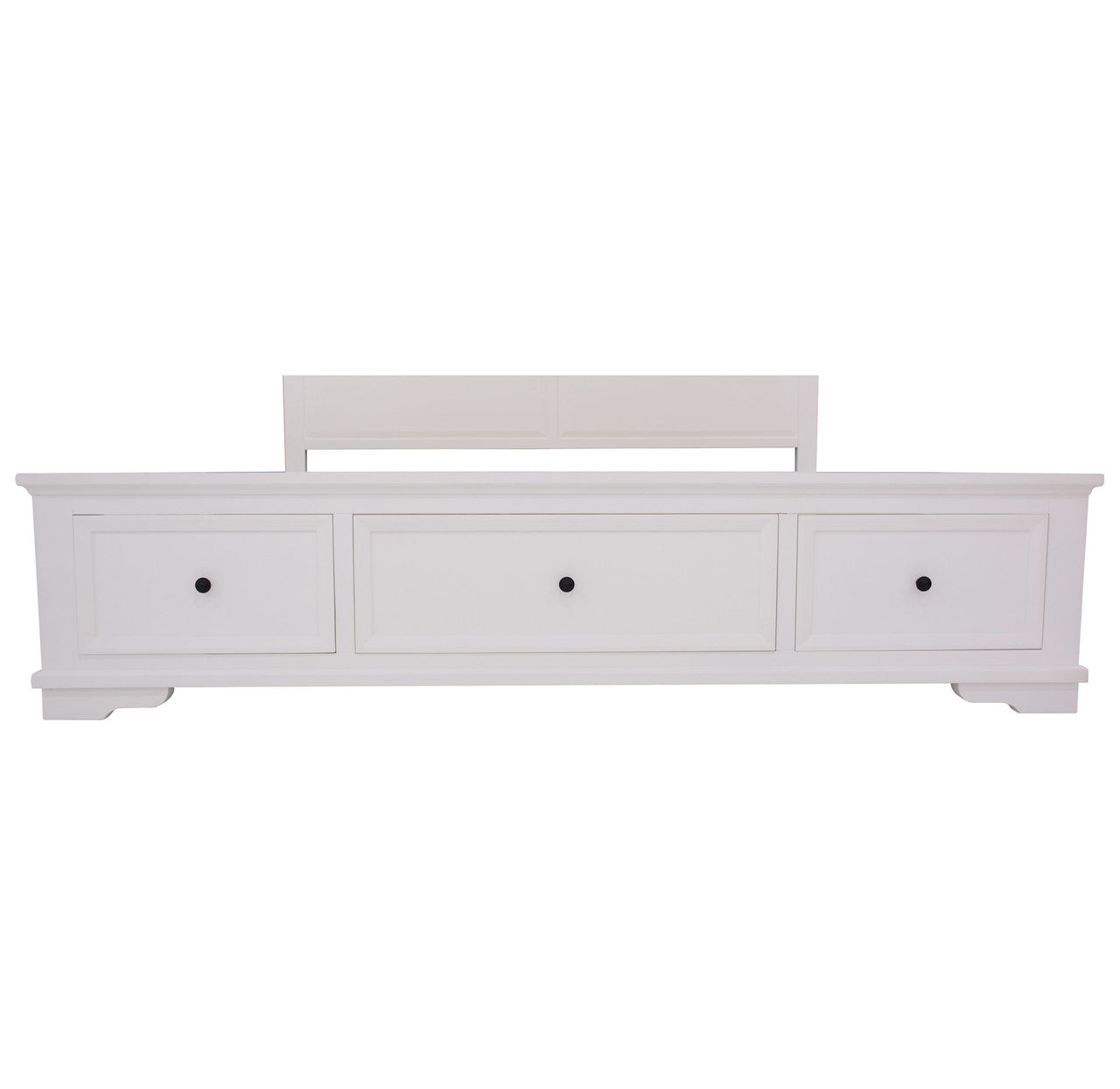 QUEEN CHANELLE BED PANEL BED WITH FOOTEND STORAGE DRAWERS (22-9-5-14-14-1) - WHITE