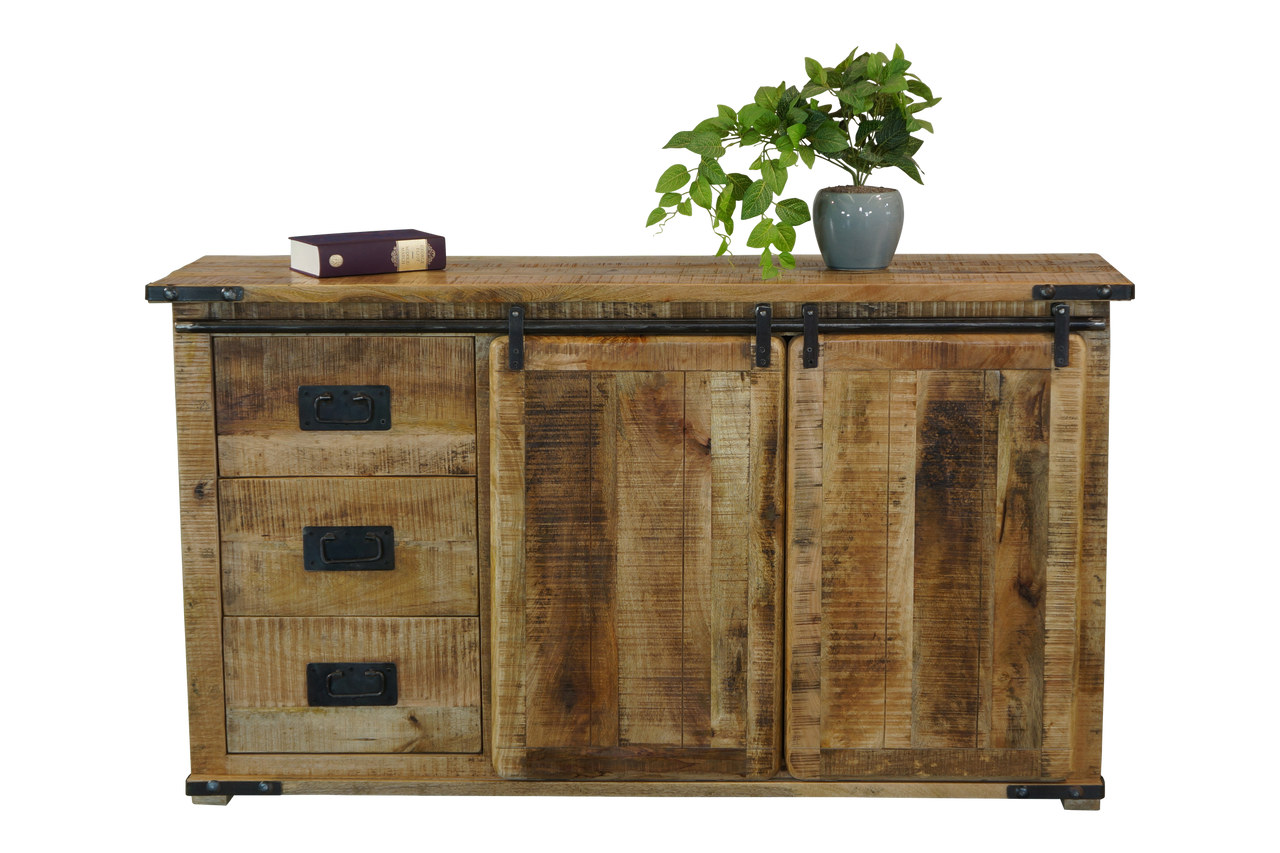 FOUNDRY BUFFET WITH 3 DRAWERS / 2 DOORS - 900(H) X 1600(W) - RUSTIC MANGO