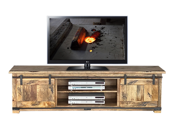 FOUNDRY  ENTERTAINMENT UNIT (WITHOUT PLATE) 2 DOORS - 500(H) X 1800(W) - RUSTIC MANGO