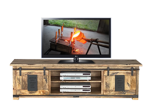 Foundry Entertainment Unit (WITH PLATE) 2 Doors - 500(H) X 1800(W) - Rustic Mango