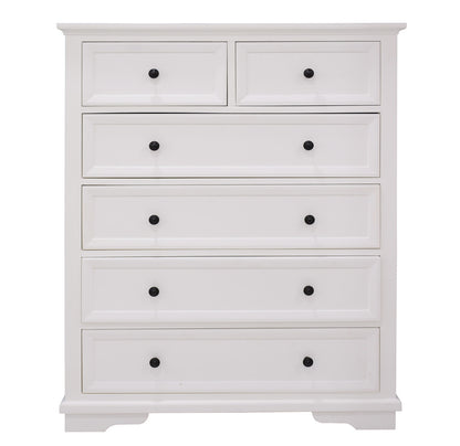 CHANELLE 6 DRAWER TOP SPLIT TALLBOY - 1250(H) x 950(W) - WHITE