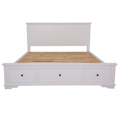 QUEEN CHANELLE BED PANEL BED WITH FOOTEND STORAGE DRAWERS (22-9-5-14-14-1) - WHITE