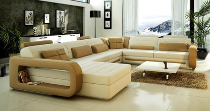 COBAIN (G1019) LEATHER/ETTE COMBINATION CORNER CHAISE LOUNGE SUITE - ASSORTED COLOURS