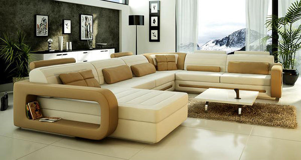 COBAIN (G1019) LEATHER/ETTE COMBINATION CORNER CHAISE LOUNGE SUITE - ASSORTED COLOURS