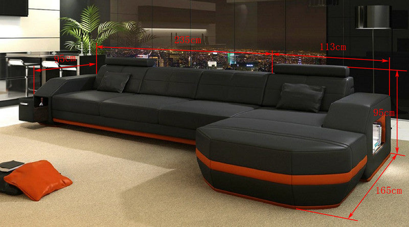 ERCOLE (G1041C) 3 SEATER LEATHER/ETTE COMBINATION CHAISE - ASSORTED COLOURS