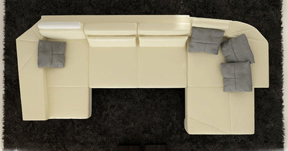 CRESCENT (G1050) 2 SEATER LEATHER/ETTE COMBINATION LOUNGE WITH LEFT AND RIGHT CHAISE - ASSORTED COLOURS