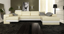 CRESCENT (G1050) 2 SEATER LEATHER/ETTE COMBINATION LOUNGE WITH LEFT AND RIGHT CHAISE - ASSORTED COLOURS