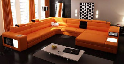 METELLO (G1054) LEATHER/ETTE COMBINATION CORNER LOUNGE SUITE WITH CHAISE AND OTTOMAN - ASSORTED COLOURS