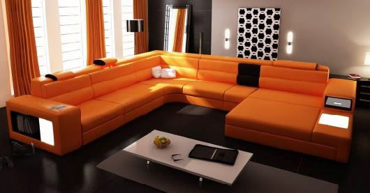 METELLO (G1054) LEATHER/ETTE COMBINATION CORNER LOUNGE SUITE WITH CHAISE AND OTTOMAN - ASSORTED COLOURS