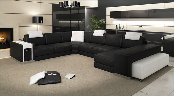ELETTRA (G1063) 2 SEATER LEATHER/ETTE COMBINATION CHAISE SUITE WITH OTTOMAN - ASSORTED COLOURS