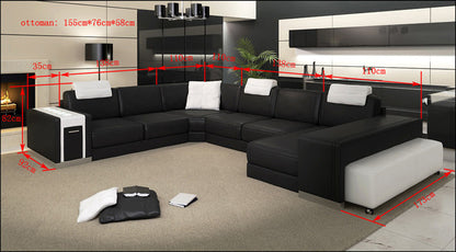 ELETTRA (G1063) 2 SEATER LEATHER/ETTE COMBINATION CHAISE SUITE WITH OTTOMAN - ASSORTED COLOURS